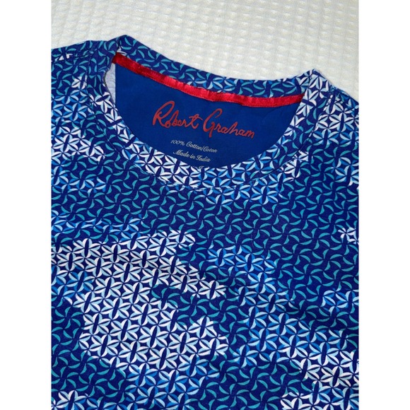 Robert Graham Other - Robert Graham T-Shirt Mens Large Blue Geometric Mosaic Print Short Sleeve Cotton
